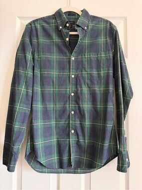 J. Crew Green and Navy Plaid Button-Down Shirt